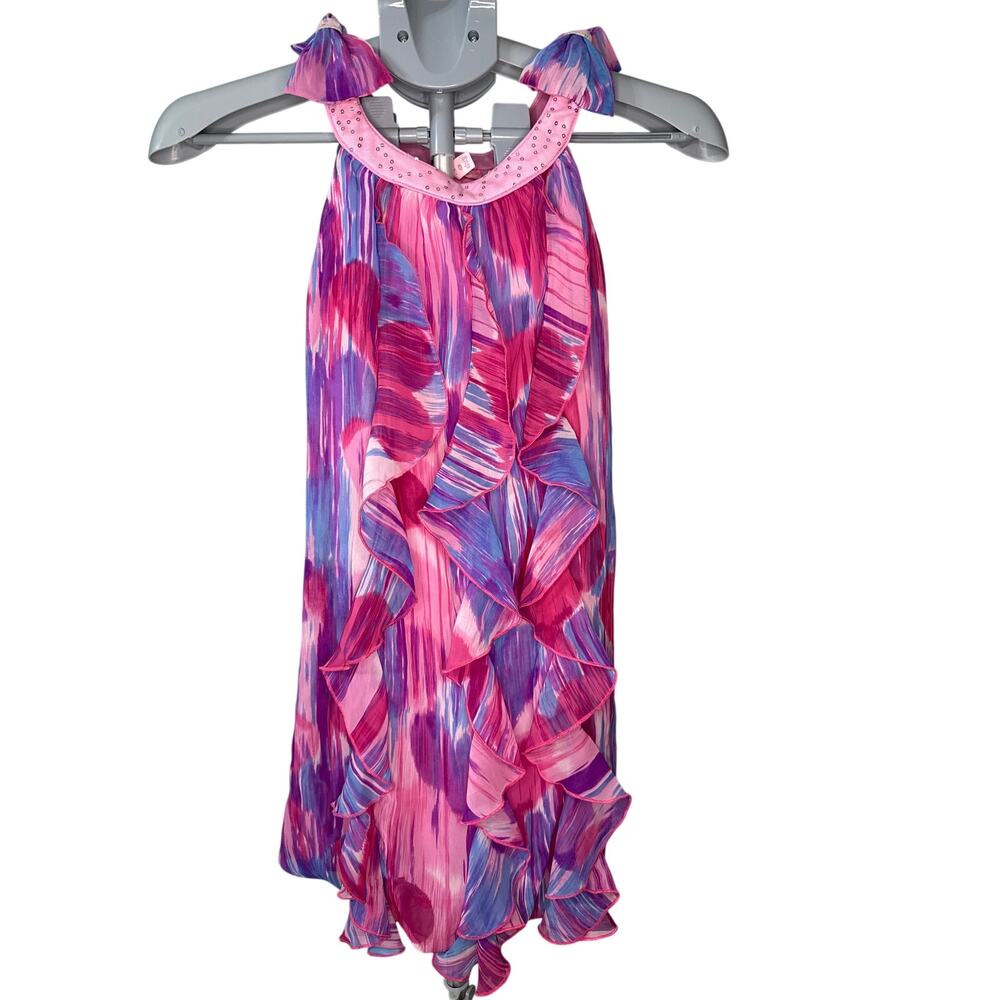 Hype Girls Size 12 Pink and purple ruffled blouse